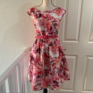 ELIZA J Floral Pink Party Dress Xs Sleeveless Euc